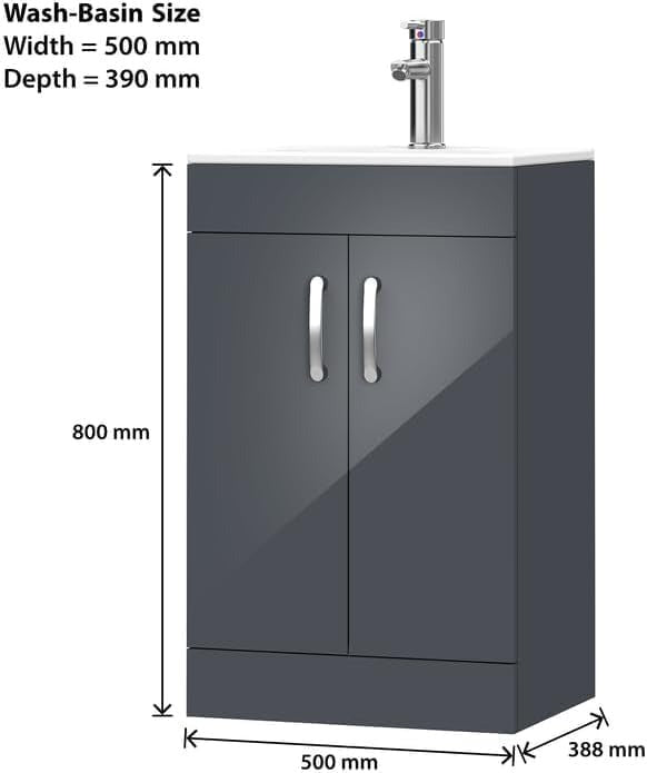 500mm Charcoal Grey Vanity Unit
