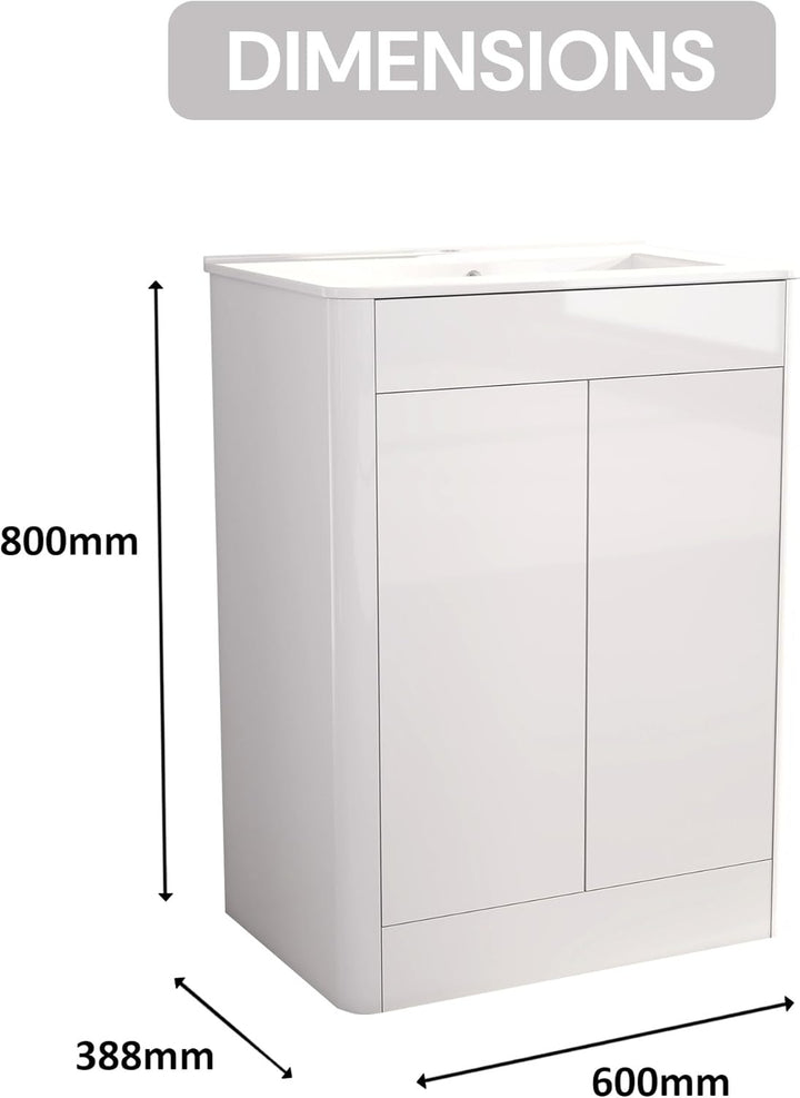 600mm Chalk White Vanity Unit