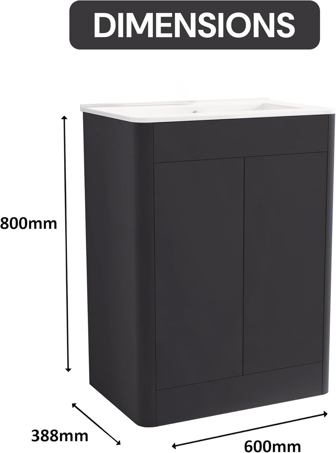 600mm Charcoal Grey Vanity Unit