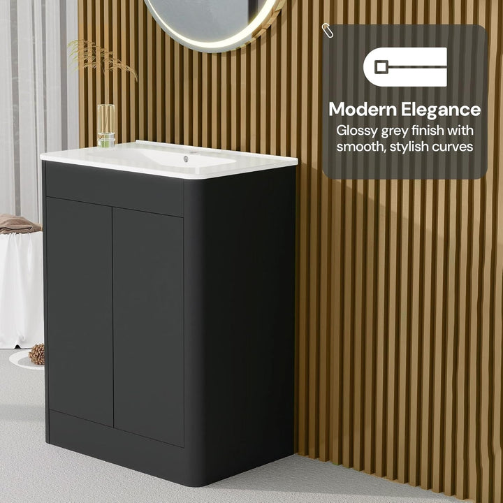 600mm Charcoal Grey Vanity Unit