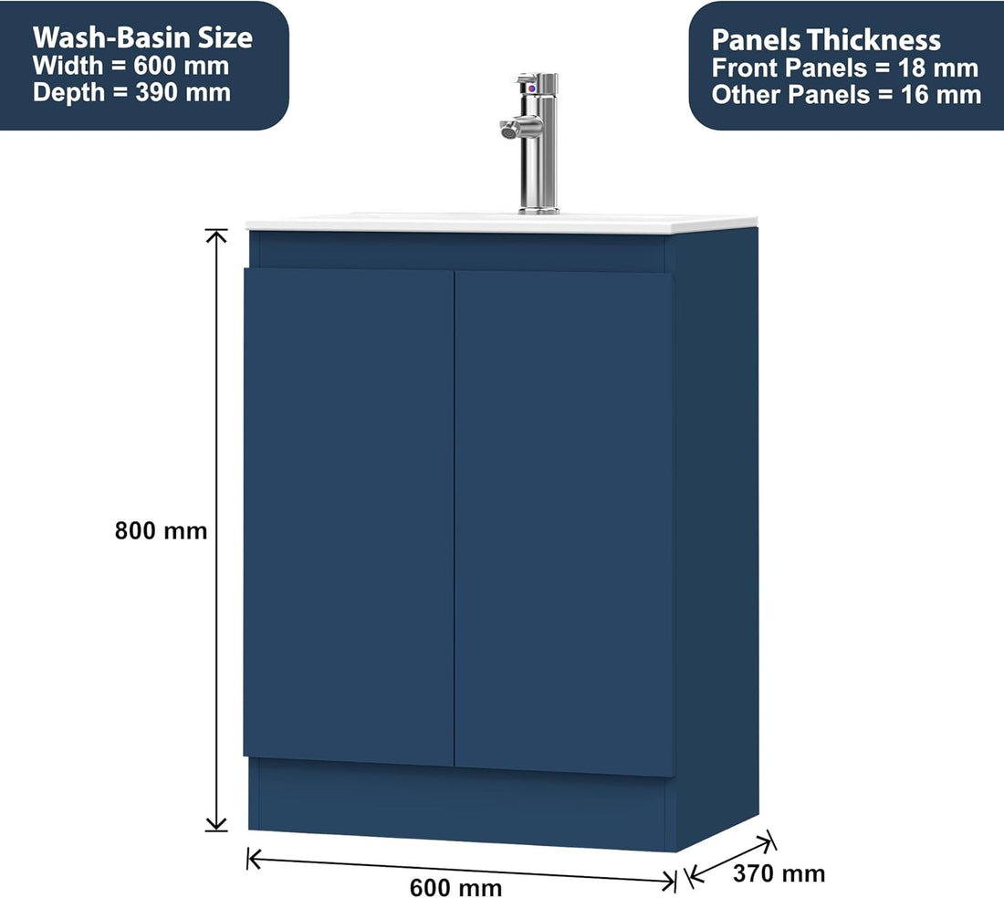 600mm Dark Blue Vanity Unit