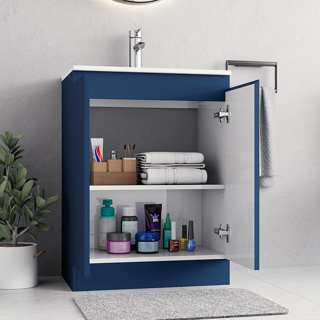 600mm Dark Blue Vanity Unit