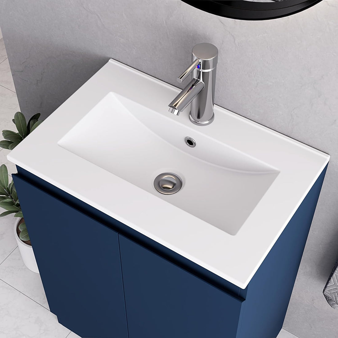 600mm Dark Blue Vanity Unit