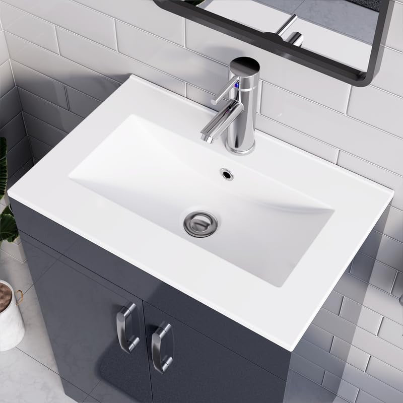 600mm Grey Gloss Vanity Unit