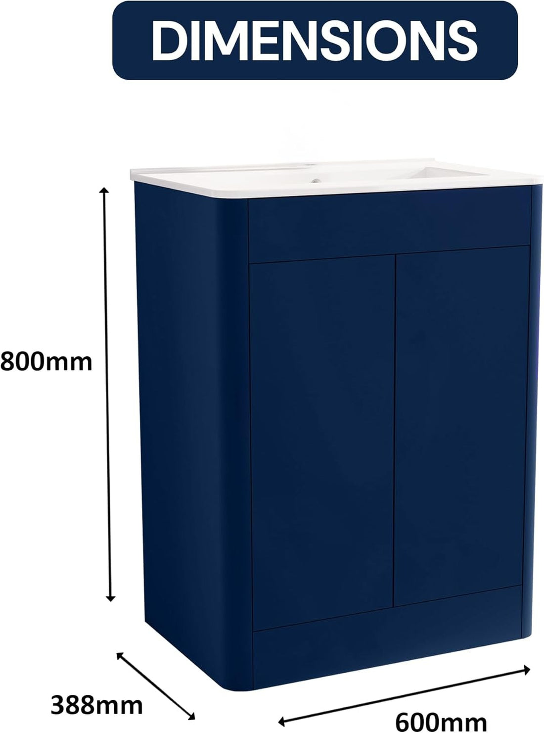 600mm Inky Blue Vanity Unit