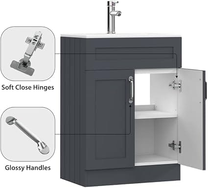 600mm Light Grey Vanity Unit