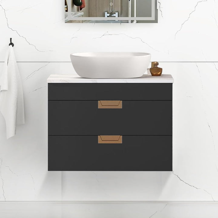 600mm Matt Grey Wall Mounted Vanity Unit