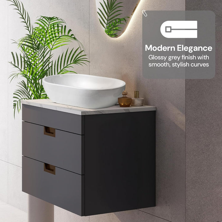 600mm Matt Grey Wall Mounted Vanity Unit