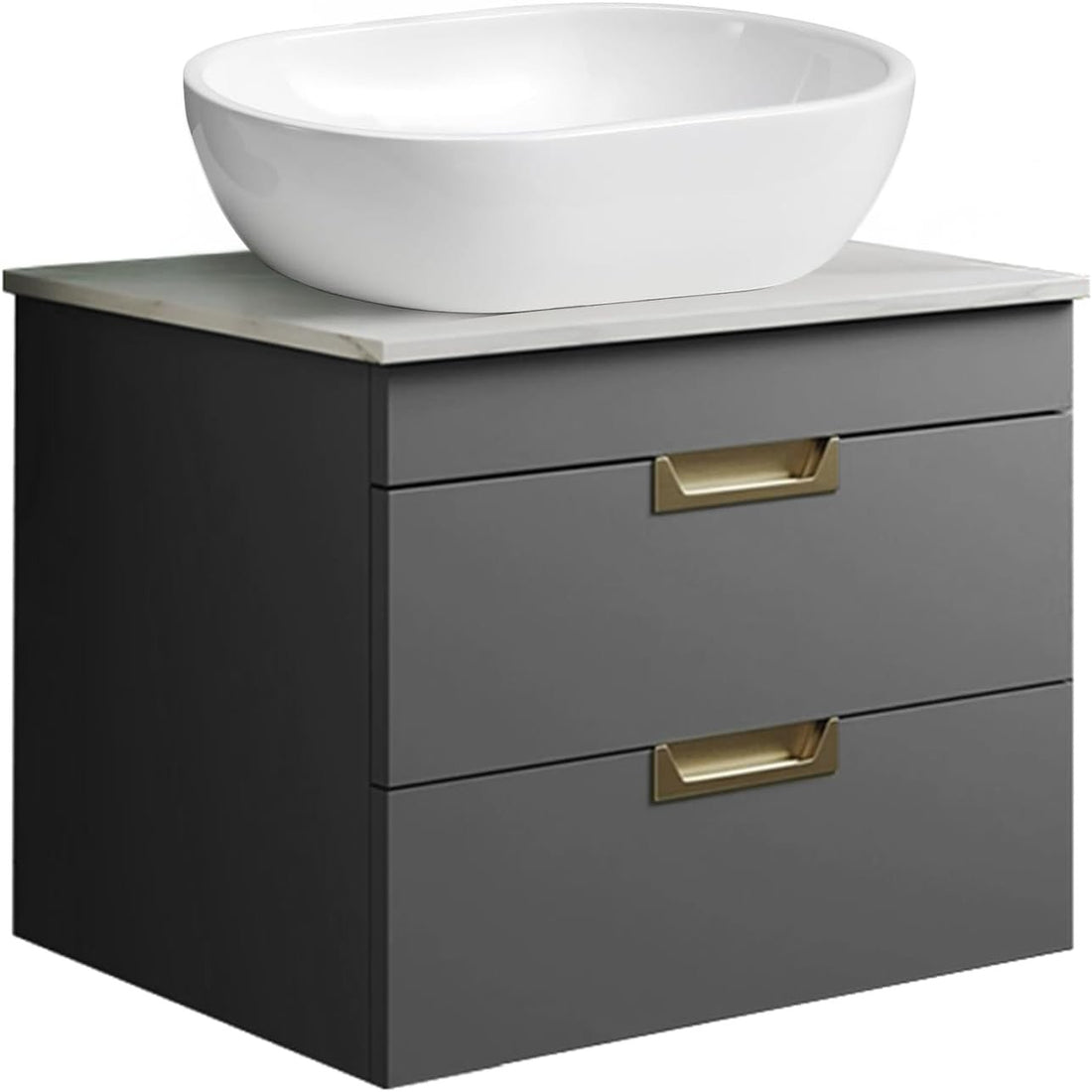 600mm Matt Grey Wall Mounted Vanity Unit