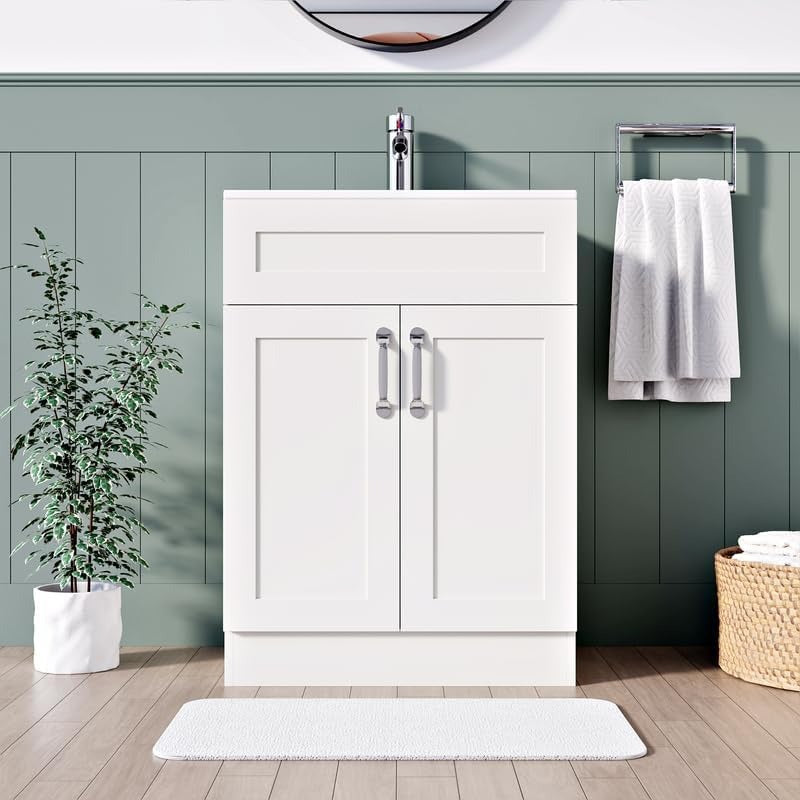 600mm Matt White Vanity Unit
