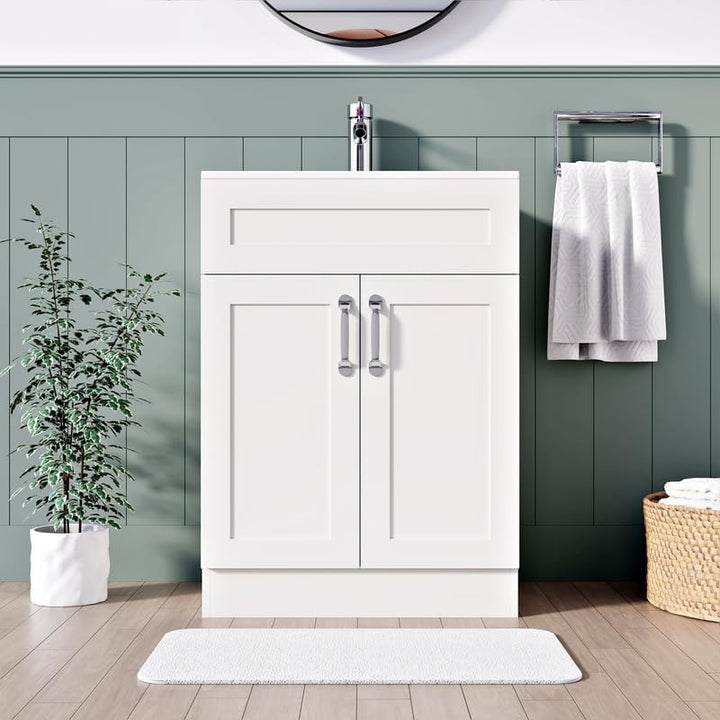 600mm Matt White Vanity Unit