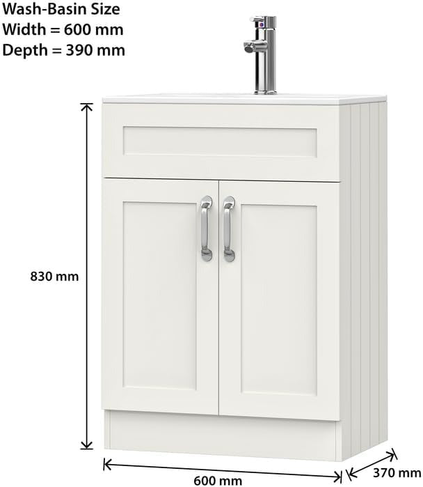600mm Matt White Vanity Unit