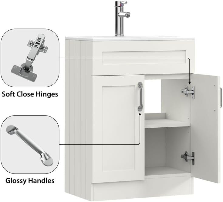 600mm Matt White Vanity Unit