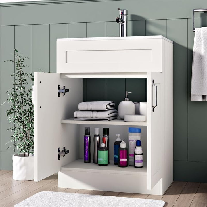 600mm Matt White Vanity Unit