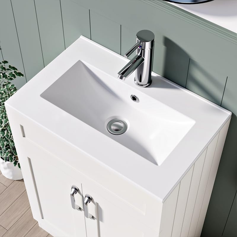 600mm Matt White Vanity Unit