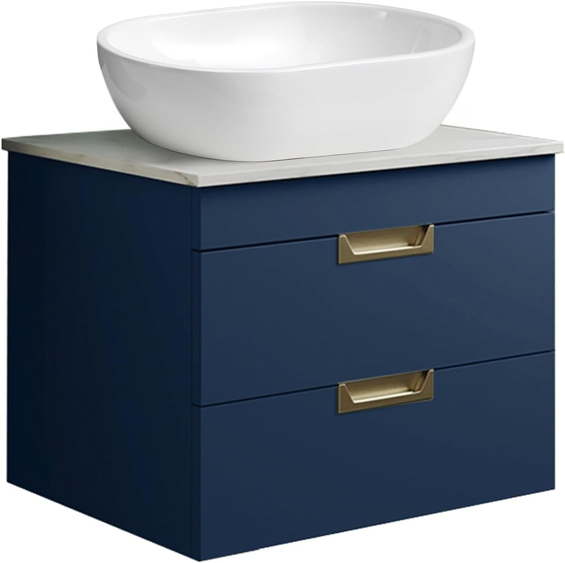 600mm Navy Blue Wall Mounted Vanity Unit