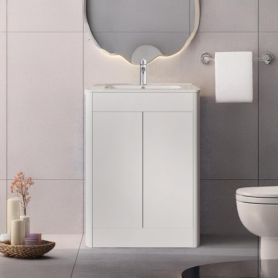 600mm White Gloss Vanity Unit