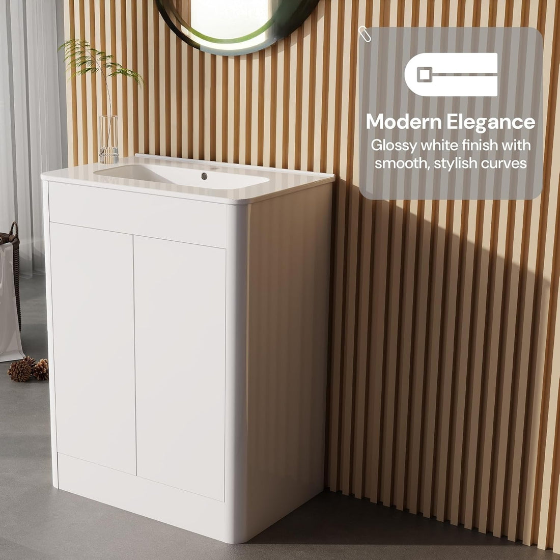 600mm White Gloss Vanity Unit