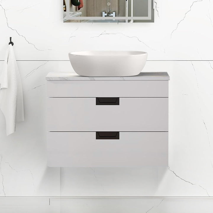 600mm White Gloss Wall Mounted Vanity Unit